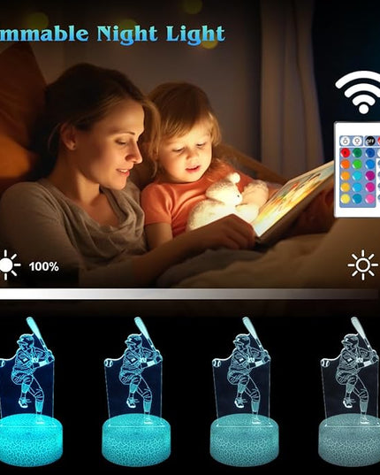Baseball Night Light,Baseball Gifts for Boy, 3D Baseball Lamp,Kids Bedside Lamp,16 Color Change Decor Lamp with Remote & Smart Touch, Gifts for Christmas Birthday Boys Men Girls - LeafyLoom