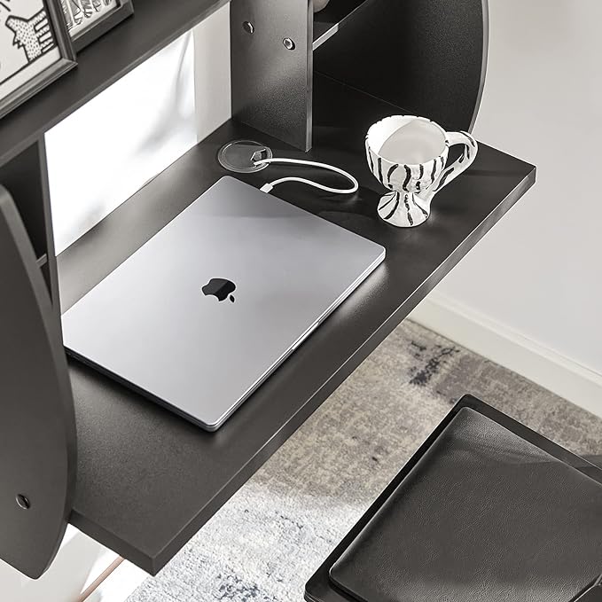 Haotian Home Office Table Desk Workstation Computer Desk with Storage Shelves, Trestle Desk, Black FWT18-SCH - LeafyLoom