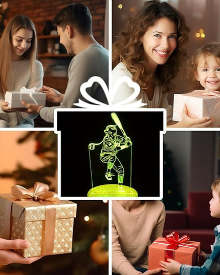 Baseball Night Light,Baseball Gifts for Boy, 3D Baseball Lamp,Kids Bedside Lamp,16 Color Change Decor Lamp with Remote & Smart Touch, Gifts for Christmas Birthday Boys Men Girls - LeafyLoom