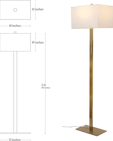 Brightech Stella Mid-Century Modern Standing Lamp, Contemporary Lamp for Living Rooms & Offices, LED Floor Lamp for Reading and Work, Excellent Tall Lamp with Heavy Base for Living Room Décor - Brass - LeafyLoom