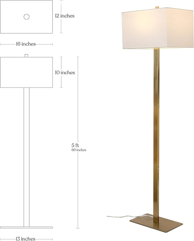 Brightech Stella Mid-Century Modern Standing Lamp, Contemporary Lamp for Living Rooms & Offices, LED Floor Lamp for Reading and Work, Excellent Tall Lamp with Heavy Base for Living Room Décor - Brass - LeafyLoom