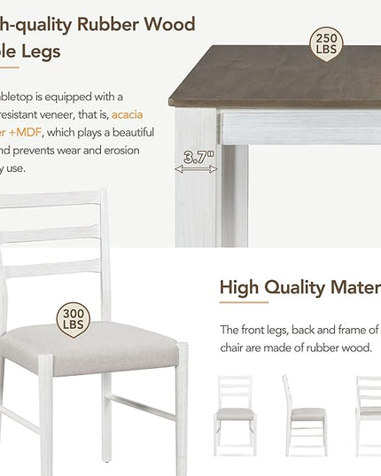 7-Piece Wooden Dinette Sets Mutifunctional Extendable Kitchen Dining Table with 12" Leaf and 2 Drawers, 6 Chairs w/Soft Cushion, for Diningroom Living Room, Easy to Assemble, Brown+White - LeafyLoom