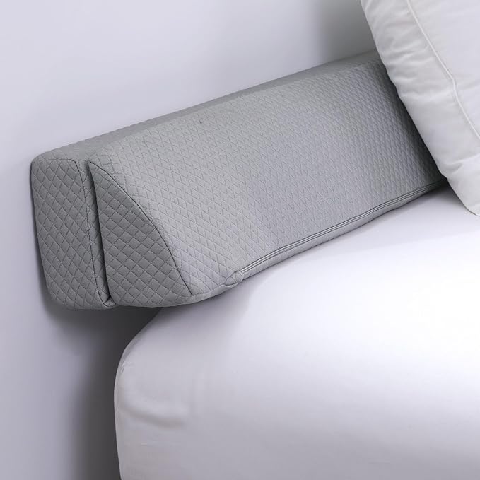 Pillow Wedge for Headboard Gap,Bed Gap Filler Queen Size,Foldable Bed Wedge Pillow for Headboard,Light Grey Bed Wedge Gap Filler,Foam Mattress Gap Filler,60"x6"x6" - LeafyLoom