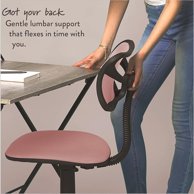 Swivel Mesh Desk Chair, Blush 21D x 21W x 34H in - LeafyLoom