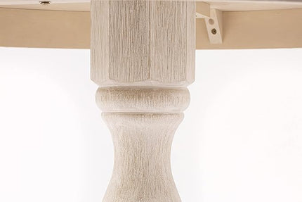 East West Furniture Antique Modern Kitchen Round Dining Table Top with Pedestal Base, 36x36 Inch, Butter Cream - LeafyLoom