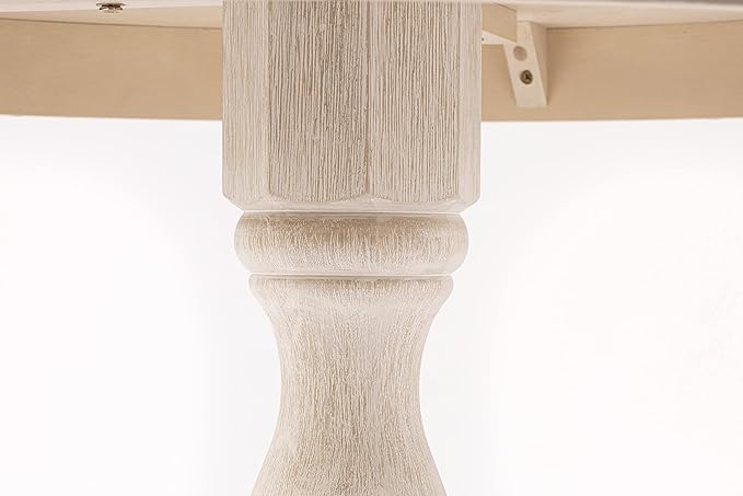 East West Furniture Antique Modern Kitchen Round Dining Table Top with Pedestal Base, 36x36 Inch, Butter Cream - LeafyLoom