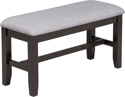 Comfortable Room 6-Piece Rustic Dining, Solid Wood Furniture Set with Foldable Table, 4 Padded Chairs, and 1 Bench, Ideal for Kitchen and Family Gatherings, Espresso - LeafyLoom