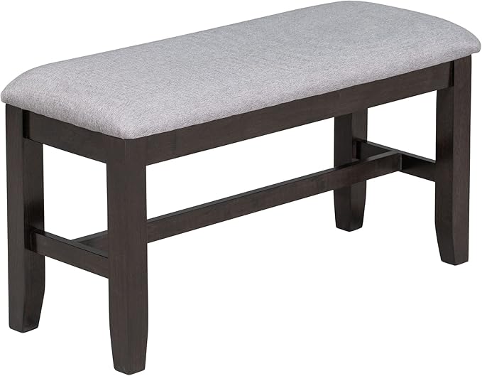 Comfortable Room 6-Piece Rustic Dining, Solid Wood Furniture Set with Foldable Table, 4 Padded Chairs, and 1 Bench, Ideal for Kitchen and Family Gatherings, Espresso - LeafyLoom