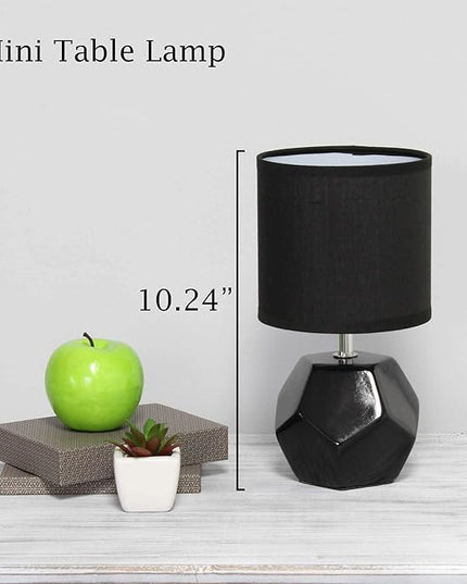 Simple Designs LT2065-BLK Round Prism Mini Table Lamp with Matching Fabric Shade, Black (Pack of 24) - LeafyLoom