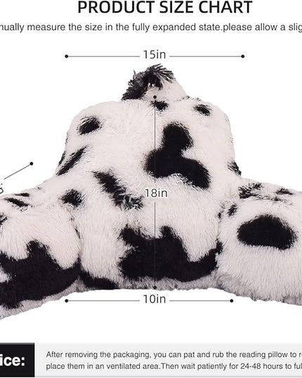 Aimuan Reading Pillow Bed Rest Pillow with Arms Plush shaggy Fur Cushion for Adults Teens Incline Rest Sitting up & Sleeping Snoring Pillow with Pregnancy Lumbar Back Support (Standard, White-Black) - LeafyLoom