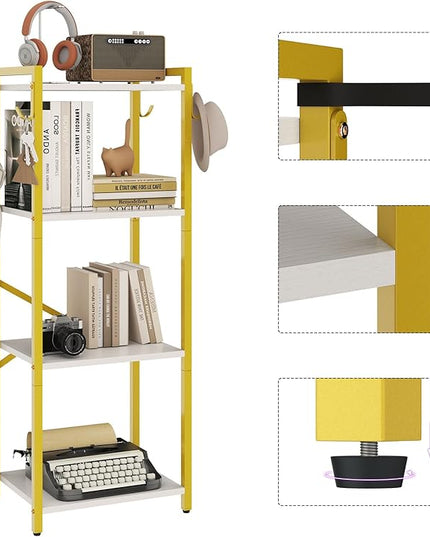 YMYNY Bookcase, 4-Tier Narrow Ladder Bookshelf, Freestanding Shelving Unit, Multifunctional Storage Rack, for Home Office Living Room Bedroom Kitchen, Plant Stand, White, 44 * 16.9 * 11.4" HBC004W - LeafyLoom