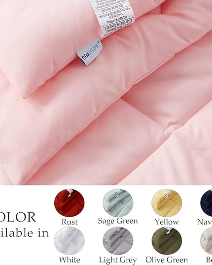 NexHome Pink King Bed in a Bag 7-Pieces Comforter Sets with Comforter and Sheets Soft All Season Bedding Sets with Comforter, Pillow Shams, Flat Sheet, Fitted Sheet and Pillowcases - LeafyLoom