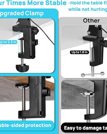 LED Magnifier Desk Lamp with Stand, 3 Color Modes & Stepless Dimming 5-Diopter Glass Lens, Adjustable Swivel Arm - Magnifying lamp for Close Work, Repair, Crafts, Reading - Long - LeafyLoom