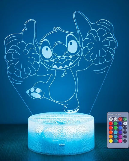 Stitch light Stitch Gifts for Girls: Stitch Night Light with Remote Control 16 Colors, Stitch Room Decor for Kids, Stitch Stuff Birthday Party Decorations Festival Christmas Gifts for Family Friends - LeafyLoom