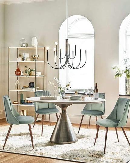 FurnitureR Dining Chairs Set of 2, Velvet Upholstered Accent Chair Living Room Chair with Soft Seat/Metal Legs Mid-Back Side Chairs for Home Kitchen Restaurant, Cactus - LeafyLoom