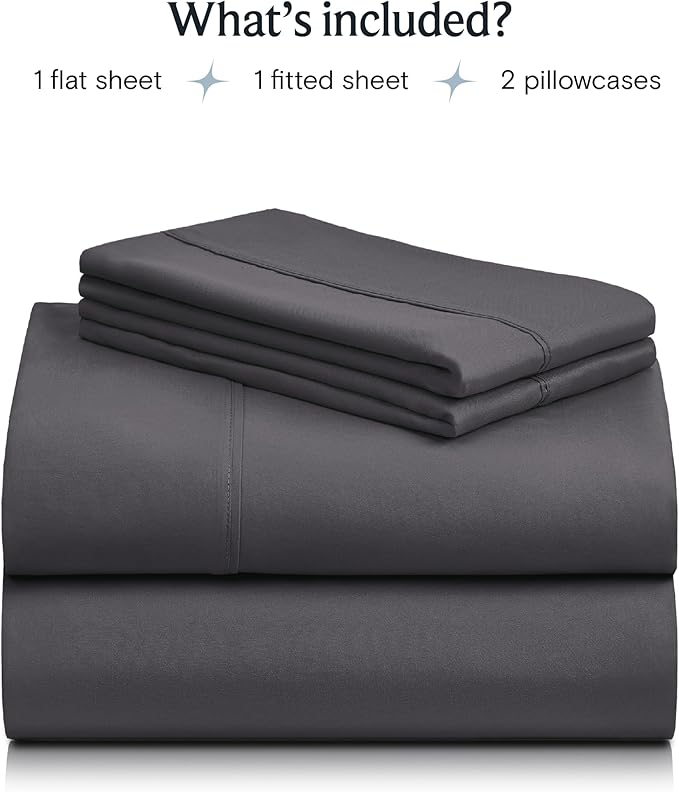 LuxClub 4 PC Sheet Bed Sheets Deep Pockets 18" Eco Friendly Wrinkle Free-Kids-Fitted Sheets Hypoallergenic Anti-Bacteria Machine Washable Hotel Bedding Silky Soft - Dark Grey Twin - LeafyLoom