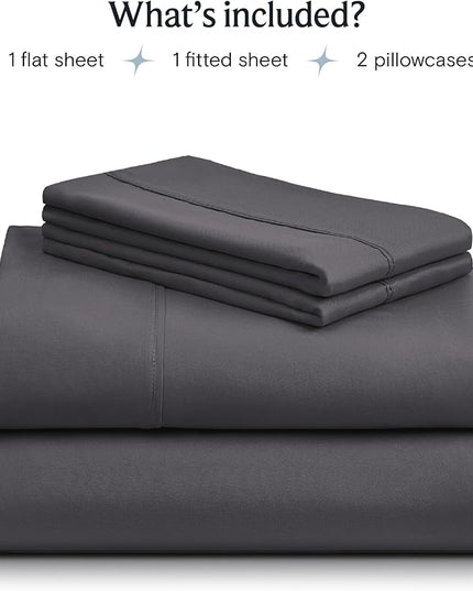 LuxClub Twin XL Sheets - Soft-Kids-Twin Bed Sheets for-Boys-and-Girls-4 PC Deep Pockets 18" Eco Friendly Wrinkle Free-Kids-Fitted Sheets Machine Washable Hotel Bedding Silky Soft- Dark Grey Twin XL - LeafyLoom