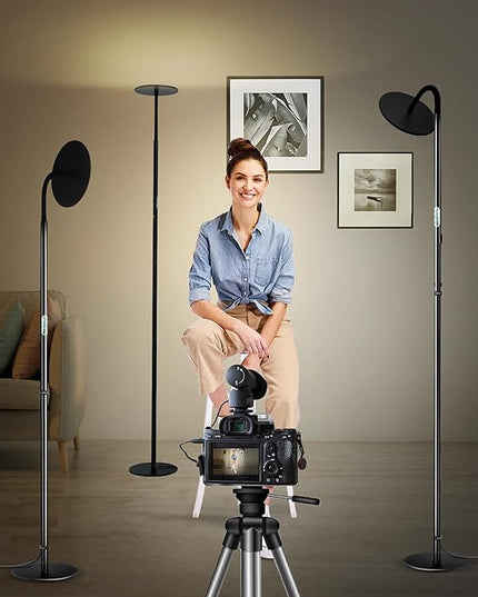 chiphy Floor Lamp, 76'' Tall Lamp, 40W 3500LM 30000Lux Super Bright Floor Lamps for Living Room, Dimmable 2300K-6500K Adjustable Gooseneck with Remote Control Floor Lamp for Bedroom Reading Office - LeafyLoom