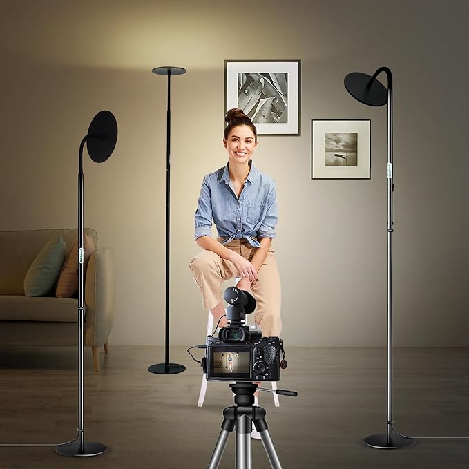 chiphy Floor Lamp, 76'' Tall Lamp, 40W 3500LM 30000Lux Super Bright Floor Lamps for Living Room, Dimmable 2300K-6500K Adjustable Gooseneck with Remote Control Floor Lamp for Bedroom Reading Office - LeafyLoom
