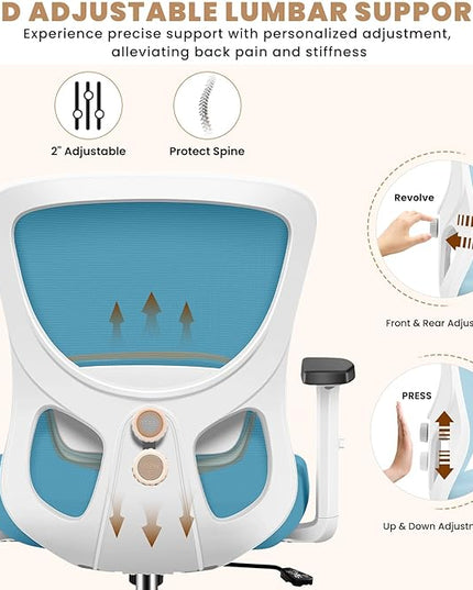 Office Chair Ergonomic Desk Chair with Adjustable Lumbar Support, Swivel Comfy Computer Chair Heavy Duty Executive Chair for Home Office - LeafyLoom