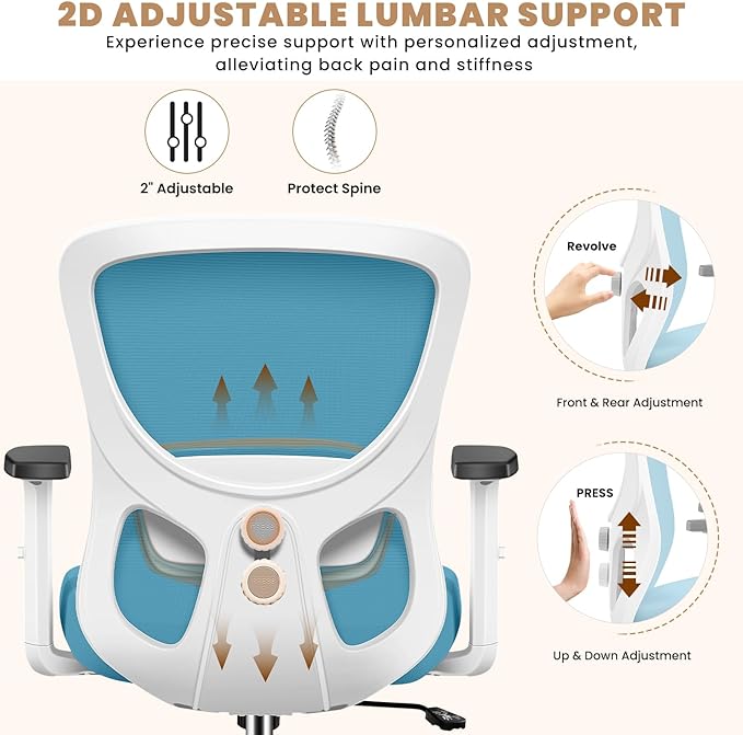 Office Chair Ergonomic Desk Chair with Adjustable Lumbar Support, Swivel Comfy Computer Chair Heavy Duty Executive Chair for Home Office - LeafyLoom