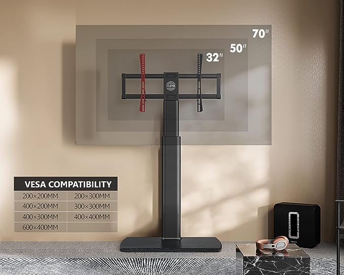 FITUEYES Swivel Floor TV Stand for 32 to 70 Inch TVs Tall Universal TV Stand Mount with Sturdy Wood Base, Space Saving for Corner Bedroom - LeafyLoom