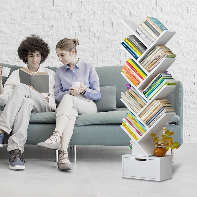 Flydem Tree Bookshelf,Bookshelves,Books Holder, Tree Bookcase,book organizer,Book Rack,Organizer for Books,kids bookshelf,small bookshelf for small spaces,white bookcase/bookshelf(White) - LeafyLoom