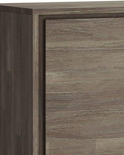 SIMPLIHOME Lowry SOLID ACACIA WOOD and Metal 39 Inch Wide Modern Industrial Medium Storage Cabinet in Distressed Grey, For the Living Room, Entryway and Family Room - LeafyLoom