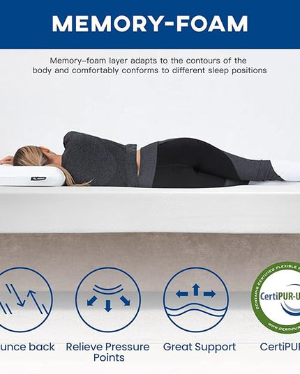 6/8/10/12 inch Gel Memory Foam Mattress for Cool Sleep & Pressure Relief, Medium Firm Mattresses CertiPUR-US Certified/Bed-in-a-Box/Pressure Relieving (10 in, Full) White - LeafyLoom