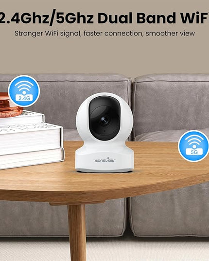 wansview Security Camera, IP Camera, WiFi Home Indoor Camera for Baby/Pet/Nanny, 2 Way Audio Night Vision, Compatible with Alexa, with TF Card Slot and Cloud, Q5 (White, 5MP) Wansview