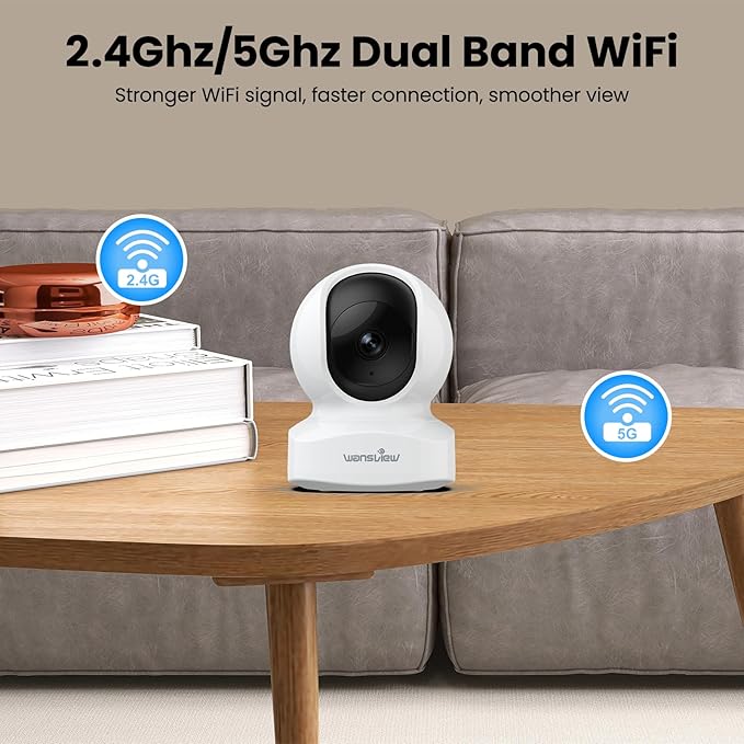 wansview Security Camera, IP Camera, WiFi Home Indoor Camera for Baby/Pet/Nanny, 2 Way Audio Night Vision, Compatible with Alexa, with TF Card Slot and Cloud, Q5 (White, 5MP) Wansview