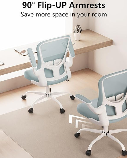 Ergonomic Office Chair, Comfort Swivel Home Office Task Chair, Breathable Mesh Desk Chair, Lumbar Support Computer Chair with Flip-up Arms and Adjustable Height - LeafyLoom