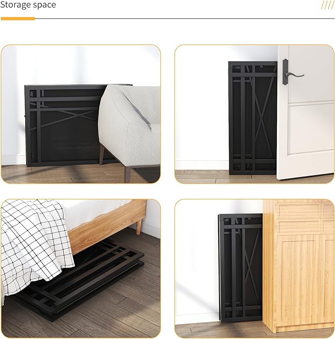 Small Folding Computer Desk 32 inch, Writing Gaming Computer Desk for Small Spaces, No Assembly Required Small Office Desk, Black - LeafyLoom