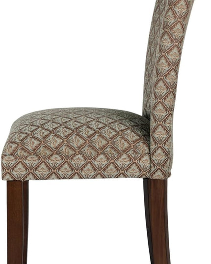 Homepop Home Decor |K1136-F662 | Classic Upholstered Parsons Dining Chair | Single Accent Dining Chair, Blue & Brown Damask - LeafyLoom