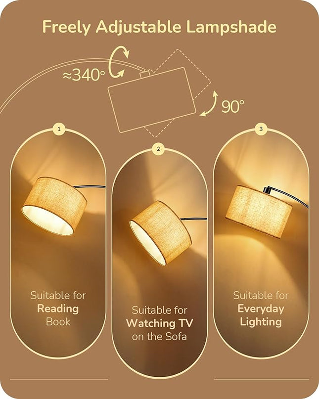 EDISHINE 78.3″ Dimmable Modern Arc Floor Lamp with Remote, Black Floor Lamp with Stepless Dimmable Bulb & 5 Color Temperature, Mid Century Standing Light for Living Room, Bedroom, Office, Black - LeafyLoom