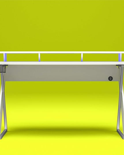 Xtreme Riser, Ergonomic, Home Office, Work Table, Computer, Gaming Room Desk, Monitor Stand, Cup Holder, Headphone Hook, White - LeafyLoom