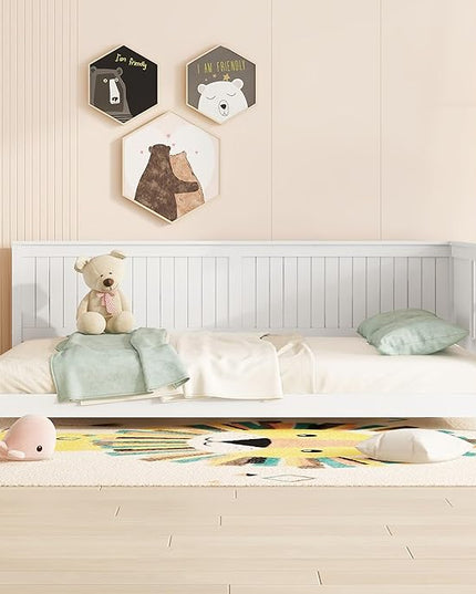 Bellemave Full Size Wood Daybed, Wood DayBed Sofa Bed Frame for Living Room & Bedroom,Solid Wood Daybed Full Size Sofa Bed Frame with Wood Slat Support,No Box Spring Needed,White - LeafyLoom