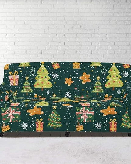FKELYI Christmas Tree Sofa Couch Cover Comfortable Furniture Protector with Elastic Bottom Stretch Sofa Slipcover for Living Room L FKELYI