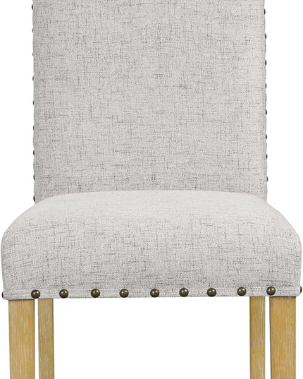 HomePop Classic Parsons Dining Chairs, Set of 2, Neutral Oatmeal Textured Solid Woven (Set of 2) - LeafyLoom
