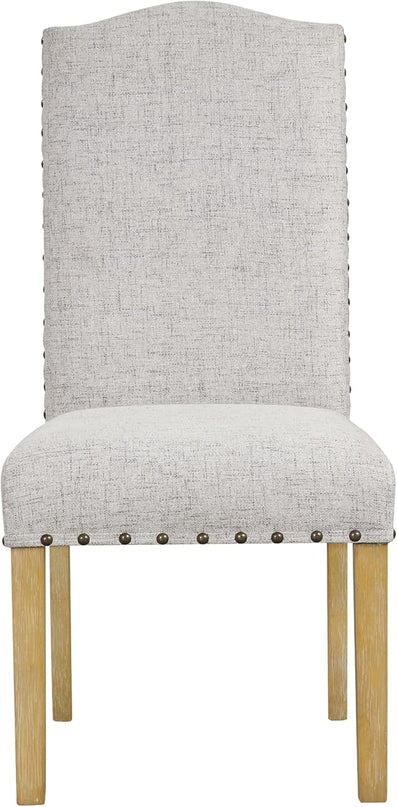 HomePop Classic Parsons Dining Chairs, Set of 2, Neutral Oatmeal Textured Solid Woven (Set of 2) - LeafyLoom