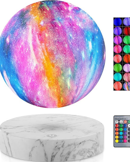 VGAzer Levitating Moon Lamp,Floating and Spinning in Air Freely with 3D Printing LED Moon Light Has 16 Colors 20 Modes for Unique Christmas Gifts,Room Decor (Marble Base 16 Colors Galaxy Moon) - LeafyLoom