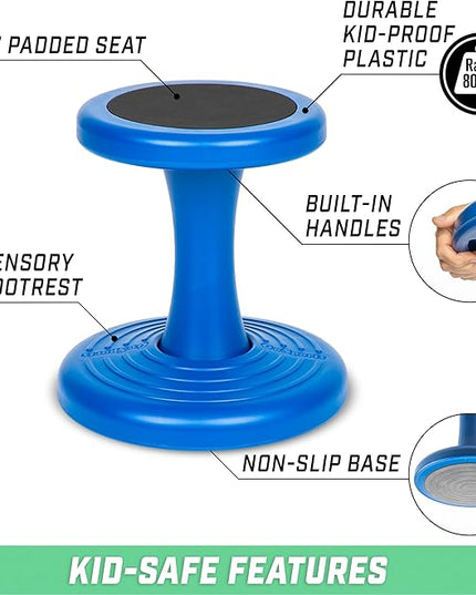 GoSports Wobble Chair - Sensory Stool for Active Kids - ADHD Chair for Classrooms or Home - 14 or 18 Inch Stool - LeafyLoom