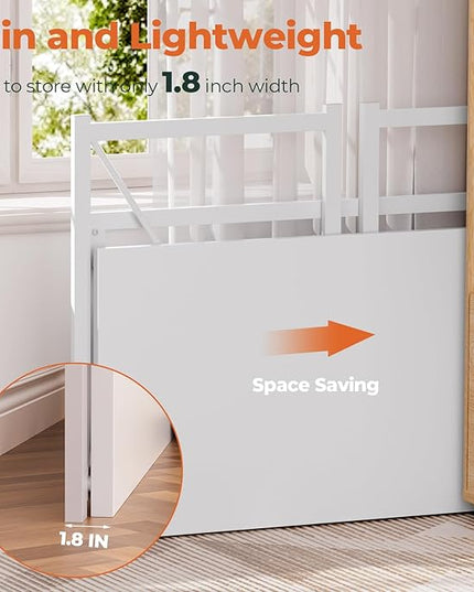 Folding Desk, Small Foldable Desk 39.4 Inch for Small Space, Computer Table Home Office Writing Desk with Storage Bag Headphone Hook, Easy Assembly, White - LeafyLoom