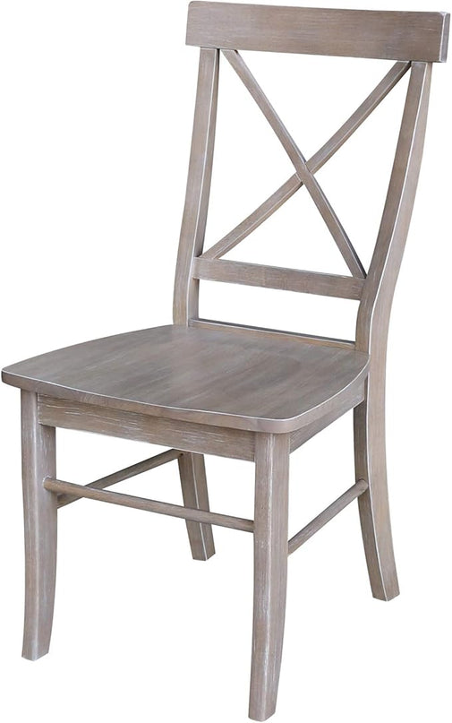 International Concepts Set of Two X-Back Solid Wood Seats Dining Chairs, Washed Gray Taupe - LeafyLoom