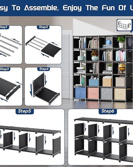 Mavivegue 20 Cube Book Shelf, Storage Organizer, Large DIY Bookcase, Metal Cube Bookshelf, Cubbies Closet Storage Organizer Shelves for Bedroom,Living Room,Home,Office - LeafyLoom