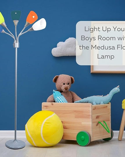 Modern Floor Lamp For Bedroom - Medusa Adjustable Floor Lamp Standing Lamp Bedroom Light With 5 Multi-colored Acrylic Reading Shades Stand Up Lamp Gooseneck Lamp Classroom Lamp Kids Floor Lamp - LeafyLoom