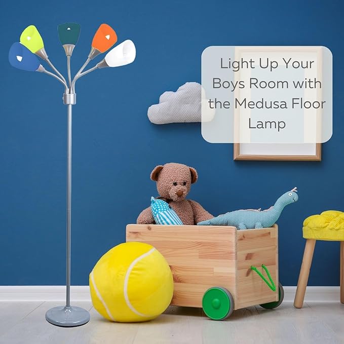Modern Floor Lamp For Bedroom - Medusa Adjustable Floor Lamp Standing Lamp Bedroom Light With 5 Multi-colored Acrylic Reading Shades Stand Up Lamp Gooseneck Lamp Classroom Lamp Kids Floor Lamp - LeafyLoom