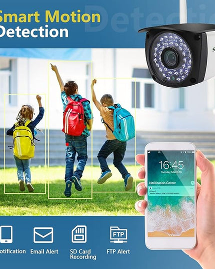 SV3C 2 Pack 5MP Outdoor Home Security Cameras, Dual Band 2.4G 5GHZ WiFi Camera, Onvif IP Cam with Human Motion Detect, RTSP Browser View, 2-Way Audio, SD Card Record, Metal Shell Waterproof, LAN Port SV3C