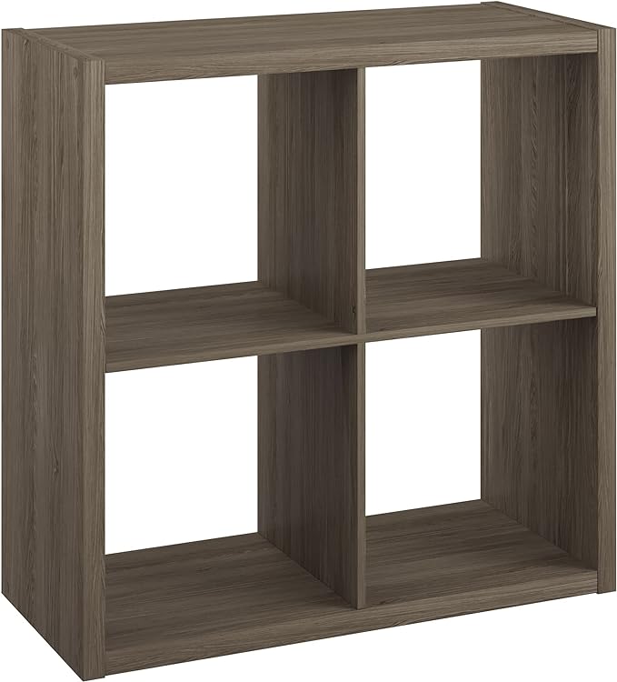 ClosetMaid 4550 Decorative Open Back 4-Cube Storage Organizer, Bleached Walnut - LeafyLoom