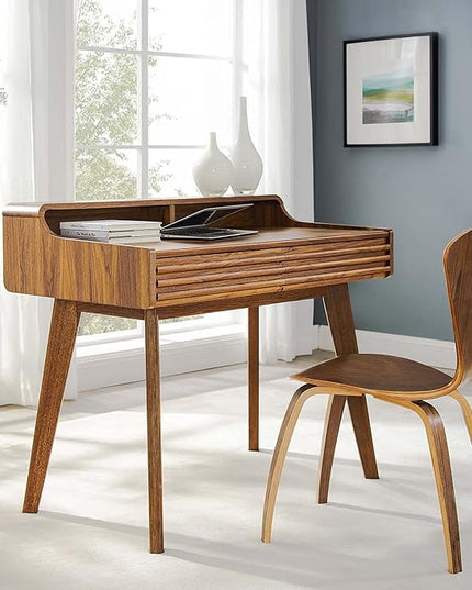 Modway Render Mid-Century Modern Writing Desk in Walnut - LeafyLoom